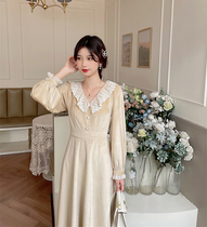 MOBAI homemade style temperament V neckline velvet dress woman 2022 Winter new body slim fit and gentle long dress