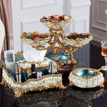 American diamond-encrusted fruit plate living room household coffee table grid dried fruit plate three-piece set of creative home decoration ornaments