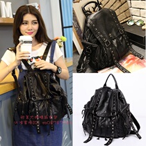 European station star with rivet shoulder bag large capacity computer ladies leather backpack leisure travel bag