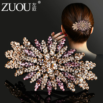 Hairclip simple female temperament spring clip elegant atmosphere mother hair rhinestone flowers blossom rich horsetail clip horizontal clip