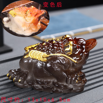 Creative chameleon tea spotting piece boutique can raise toad tea table tea art tea tray tea set accessories Accessories Ornament Tea Play Golden Toad