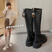 Net yarn long cylinder boots Summer thin ladies 2022 new hollowed-out Martin cool boots thick bottom though knee-length boots female high drum
