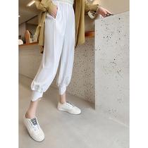 European and American ins spring and summer feet wild sports elongated proportion of natural high thin hanging casual pants ankle-length pants