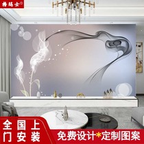 Net red 2022 new living room TV background wall wallpaper light extravagant self-adhesive film and film wall decoration 8D mural wall cloth