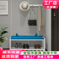 Nordic solid wood shoe changing stool home door can sit on a bench shoe cabinet light luxury home bench shoe rack soft bag stool
