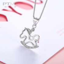 Zodiac Horse Trojan Pendant S925 Sterling Silver Necklace Female choker Korean Simple Student Cute First Accessories