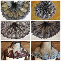 Black wide net yarn embroidery Hanfu cheongsam doll skirt headscarf pet scarf and other lace accessories