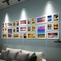 Living room solid wood photo wall modern Wall combination creative frame wall decoration simple bedroom photo wall image frame