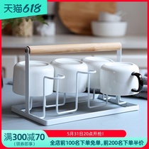 WUXIN macaron iron art glass cup holder brief Nordic wind to put 6 coffee cups or beer glasses in black and white