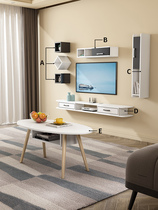 Wall-mounted TV cabinet coffee table combination set wall-mounted master bedroom living room hanging cabinet set-top box rack small apartment
