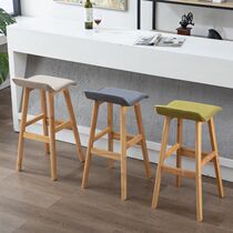 Solid wood bar chair Nordic simple modern bar chair European front desk bar stool removable and washable household wooden stools