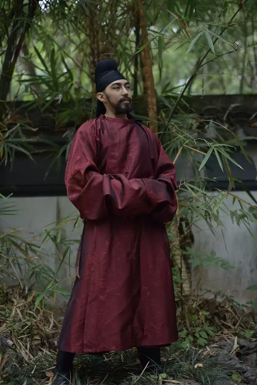 武備寺唐代圓領袍 唐裝 唐代大紅袍 暗花圓領袍 圓領袍 傑哥同款-淘寶Taobao | 天貓Tmall