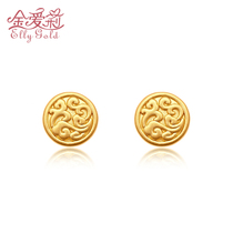 New gold Xiangyun stud earrings womens 999 pure gold fashion ancient earrings pure gold Valentines Day gift to girlfriend