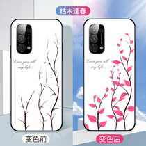 (In the light blossom) OppoReno5 mobile phone case reno5pro high-grade light luxury tempered glass fashion ultra-thin color color fashion brand personality womens ultraviolet New straight side full bag protective cover