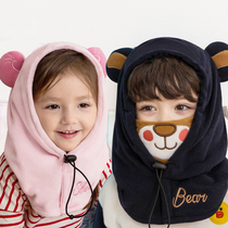 Childrens warm hat autumn and winter boys plus Velvet Ear scarf sweet and lovely autumn winter windproof wool hat