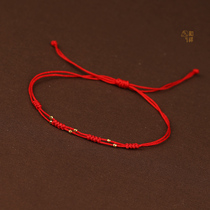 999 Gold Transit Beads Red Rope Bracelet Foot Chain Womens Handmade Red Rope Braided Hands and feet rope This life is auspicious