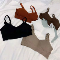 Japan ultra good wearing 3D no steel ring harness vest type lingerie lady bra detachable comfort woman black double shoulder