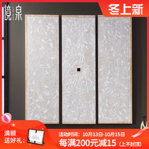 New Chinese style solid wood carving wall decoration hanging painting living room porch decorative painting triple installation art mural