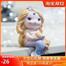 European home decoration mermaid princess fish tank landscape creative birthday cake gift girl desk ornaments