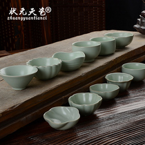 Tea set individual cup can raise Master Cup kung fu tea cup open film meditation Cup Ru kiln ceramic tea cup k80uK3