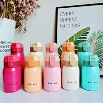 Cute mini thermos cup female student snap cap stainless steel Korean portable small children belly Cup lettering