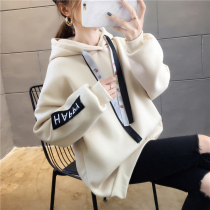 Plus velvet padded sweater female hooded 2020 autumn and winter New Korean loose warm hooded velvet jacket tide ins