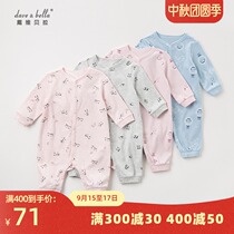 davebella David Bella baby childrens clothing spring and autumn baby baby cartoon print single-breasted jumpsuit