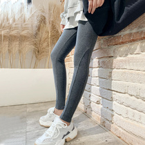 South Korea 2021 Spring and Autumn new cotton thread stitching leggings women wear gray nine points thin inside wear autumn pants