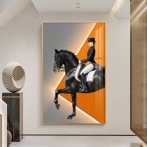 Modern simple porch decorative painting light luxury orange British style restaurant horse murals Nordic corridor end hanging painting