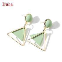 925 silver pin green earrings female 2021 New Tide ear clip advanced sense French Net Red simple earring temperament