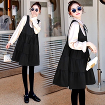 Pregnant Woman Spring Dress Dress Dress Fashion Style Two Suits 2021 New Loose Nets Red Ocean Air Spring Pregnant Women Dress Spring Autumn