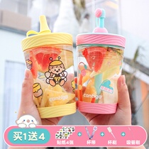 contigo water cup Simple fresh Forest cold brew cup Portable leak-proof plastic straw cup