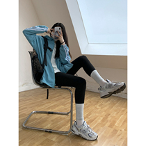 Black Beats Bottom Pants Woman Wear 2021 Fall New Tight Body Slim Fit to Hip Shark Yoga Little Black Pants