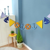 Ocean non-woven fabric Navy wind bunting decoration pull flag Birthday decoration holiday kindergarten classroom charm