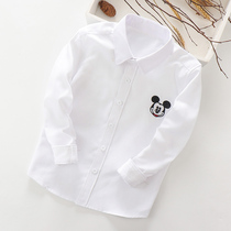 Childrens long-sleeved cotton shirt spring and autumn casual childrens clothing middle and large childrens boys  shirts 2020 new baby white top