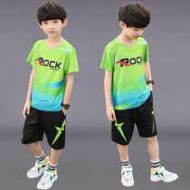 Childrens clothing boys summer sports suit 2021 new middle and Big Boy Summer foreign style short sleeve quick-drying clothes tide