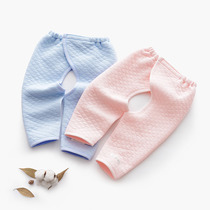 Baby adhesive belly pants autumn and winter baby cotton open file single warm pants newborn baby pants open crotch pants