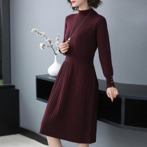 One-piece velvet knit dress long sleeve autumn autumn winter 2020 French base with coat long skirt