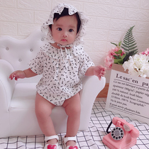 Korean female treasure summer flower Princess jumpsuit cotton summer ha clothing female treasure 100 day banquet baby bag