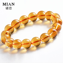 Brazilian natural yellow crystal bracelet female fortune transfer leather bracelet male life year crystal jewelry birthday gift