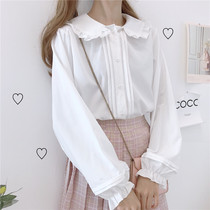 jk shirt wild doll collar long-sleeved white shirt female inner design niche top spring and summer 2021 new