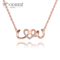 TOODRER Duozun 18k gold diamond necklace female fashion rose gold love clavicle chain K gold necklace gift