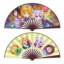 The dragon maid of the small Lin family 33cm-fold fan 10-inch large silk student Chinese wind dance fan-fan folding fan