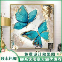 Gold leaf butterfly oil painting postmodern simple light luxury style Nordic Restaurant decoration Entrance corridor aisle Abstract hanging painting