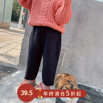 Childrens clothing 2020 new baby winter clothes foreign style wool pants thick casual pants childrens loose pants autumn and winter trousers