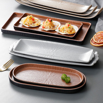 Topglutamine Tableware Plates Porcelain Dishes Hot Pot Shop Plates Side Plates Grilled Meat Plates Grilled Rectangular BBQ Plates Commercial