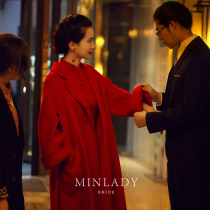 Rose double-sided cashmere coat 2021 new womens autumn and winter long woolen woolen red coat