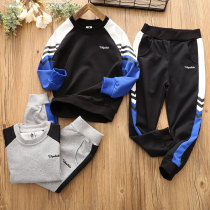 Boys sports suit childrens cotton stretch sweater pants suit Spring and Autumn New Zhongdai two-piece suit