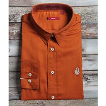 Weikojia mall same mens long-sleeved shirt Caramel color fashion slim cotton long-sleeved shirt X