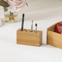 Office diagonal plug wooden pen holder creative fashion personality cute storage box desktop student stationery ornaments